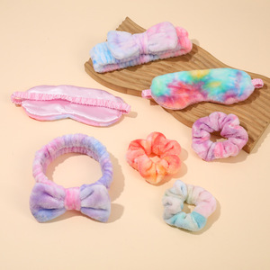 Soft Terry Yoga Sleep <b>Eye</b> <b>Mask</b> & SPA Headband with Elastic Strap Dark Circles Shading Scrunchies Gift Set - Product Image 2
