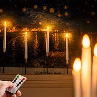 Bougies coniques classiques Z44 pour la maison et les fêtes, bougies LED avec télécommande et minuterie, bougies coniques sans flamme avec mèche 3D