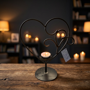 Sonnet Decor Iron Heart Shape <b>Tea</b> Light Holder Wall Mount Decorative Candle <b>Stand</b> Handmade Home Christmas Use Heat Resistant - Product Image 1