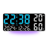 Nouvelle horloge murale de salon de température et d'humidité Horloge électronique simple et multifonctionnelle avec grande police et veilleuse