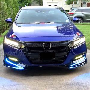 Grille de pare-chocs avant de style sport noir brillant/fibre de carbone avec garniture chromée pour Honda Accord 2018 2019 - Product Image 5
