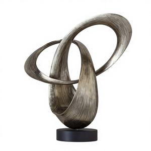 ประติมากรรมริบบิ้นอะลูมิเนียมนามธรรมสุดหรูทันสมัย ฐานสีดำ งานแฮนด์เมด ศิลปะตกแต่งสไตล์อาร์ตเดโค ทำจากโลหะ เป็นมิตรกับสิ่งแวดล้อม เหมาะสำหรับตกแต่งบ้านและสำนักงาน - Product Image 1