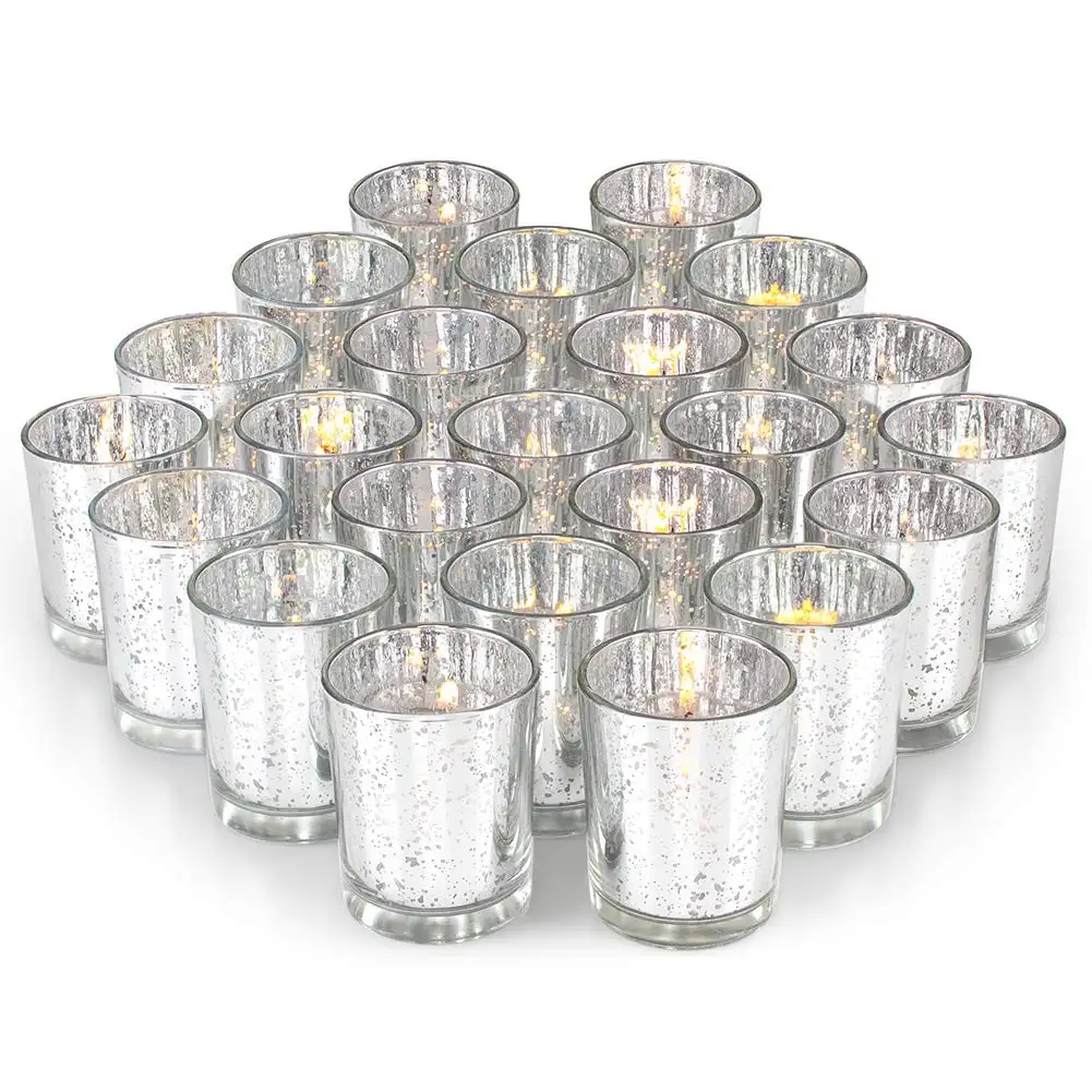 Candelabri di cristallo argento Tealight Votive vetro mercurio portacandele per festa nuziale natale decorazioni centrotavola da tavola