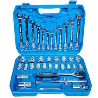 Ensemble d'outils combinés de réparation de machines en acier au carbone galvanisé de 37 pièces avec cliquet et clé à molette large pour la réparation domestique et automobile