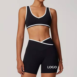 <span class=keywords><strong>Ensemble</strong></span> de yoga 2 pièces pour <span class=keywords><strong>femme</strong></span> : haut de <span class=keywords><strong>sport</strong></span> respirant sans manches à contraste de couleurs personnalisé, soutien-gorge de <span class=keywords><strong>sport</strong></span> et short de <span class=keywords><strong>sport</strong></span> antichoc - Product Image 1