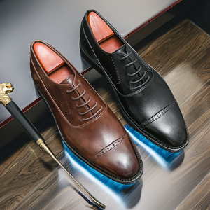 Zapatos de vestir Oxford de cuero PU para hombre, cómodos, con suela EVA, para oficina, carrera, con cordones, negros, marrones, casuales, para caminar, estilo urbano, para conducir - Product Image 2