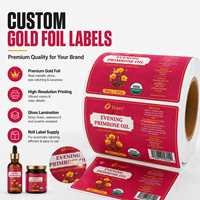 Étiquettes personnalisées en rouleau avec dorure à chaud pour emballages d'huiles essentielles et cosmétiques, autocollants laminés brillants, impression couleur intégrale