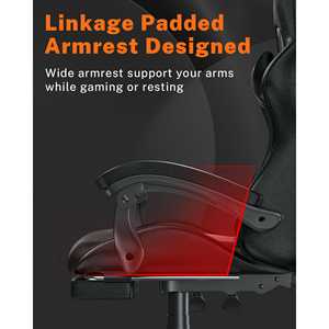 <span class=keywords><strong>Silla</strong></span> de juego AJUNION con almohada Lumbar de masaje, <span class=keywords><strong>silla</strong></span> de ordenador con marco de Metal resistente, <span class=keywords><strong>silla</strong></span> reclinable para jugadores Esport de 90-155 °, color negro - Product Image 3