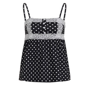 Camiseta sin mangas de verano Y2K para mujer, estilo dulce con encaje y lunares, corte A, ajuste ceñido, venta al por mayor - Product Image 6