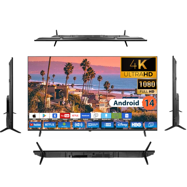 Manufacturer's Android LCD LED Smart TV with WiFi 32-75 Inch for Hotels HD 4K UHD Hdtv Black