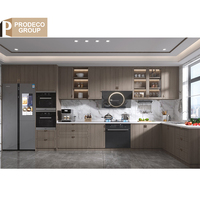 Prodeco Ensemble d'armoires de cuisine miniatures en bois massif de couleur marron pour villa