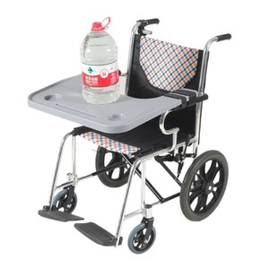 Wheelchair <b>Dining</b> <b>Table</b> Plastic Top Rectangle <b>Foldable</b> Aluminum Alloy For Single User With Tray And Cup Holders - Product Image 1