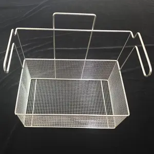 Personnalisé Fer En Acier Inoxydable 304 Maille Fil Organisateur De Stockage Des Aliments Bin Panier Rectangle En Métal Grillage Panier Avec Poignée