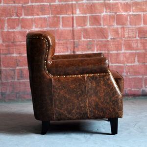 Cổ điển cổ điển retro phong cách Mỹ da bò ghế cổ điển màu nâu xì gà phòng chờ đồ nội thất phòng khách ghế cánh tay - Product Image 4