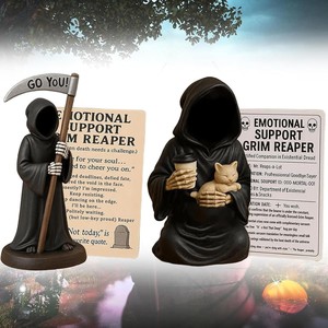 Figurine de la mort en résine avec chat et faucille, décoration intérieure, cadeau pour Halloween - Product Image 4