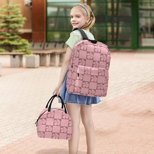 Back to School Aloha Checkered Flowers Polyester Custom Print Teenagers <b>Children</b> School Bag Set Girls <b>Backpack</b> and Lunch Box - Product Image 6