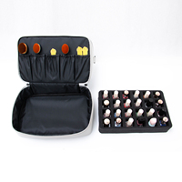 KONCAI Nail Art Bag avec compartiments pour vernis à ongles Sac de toilette portable avec porte-brosse Double couche Nail Beauty Case