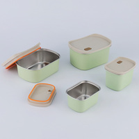 Contenants de stockage alimentaire hermétiques en acier inoxydable 304 pour la cuisine, ensemble de 4 pièces avec couvercle pour le stockage au réfrigérateur de la viande et des fruits