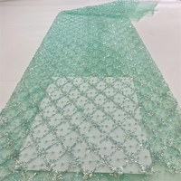 Tissu de dentelle perlée lourde de haute qualité pour mariages, avec des perles de grille de mariée