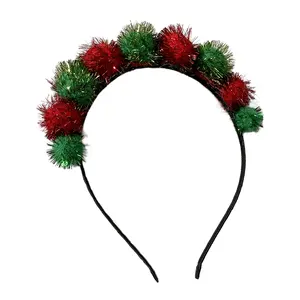 Christmas Hair bands Children Color Ball Hair Hoop Glitter Pompommed Hair Accessories For Kids Headband