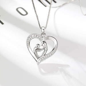 Hot Sales Deloach 925 Sterling Silver Rhodium Plated Vintage Zircon <strong>Mother</strong> <strong>Daughter</strong> Love Heart Pendant Necklace Engagement Party - Product Image 3