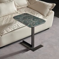 Table basse de style minimaliste moderne italienne, table d'appoint pour hôtel, salon, table ronde circulaire en acier inoxydable et marbre, table à coins arrondis