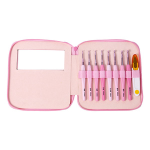 Juego de <span class=keywords><strong>8</strong></span> Agujas de Ganchillo de Metal Rosa Degradado, Mango Suave y Cómodo, Herramientas para Tejer Suéteres y Manualidades con Hilo - Product Image 1