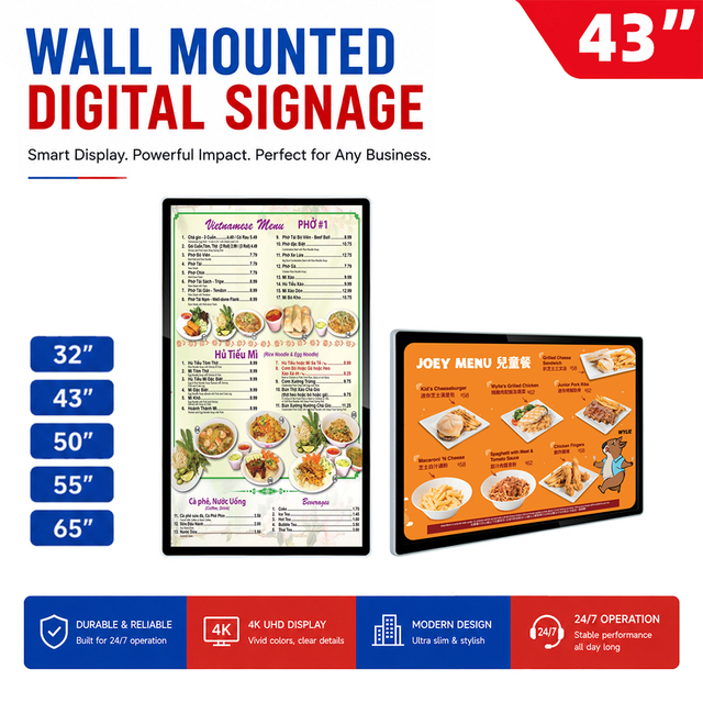 Big Discount Wall Mount Android Digital Signage LCD Smart TV Display Menu Board Indoor Ad Screen for Advertising Display