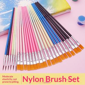Pinceau numérique en nylon à tête plate pour enfants, idéal pour la peinture <span class=keywords><strong>sur</strong></span> gypse, céramique, pigments et aquarelle, avec manche en plastique. - Product Image 2