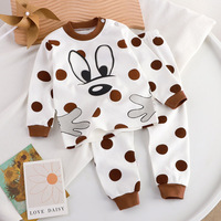 Ensemble de sous-vêtements printemps-automne pour enfants, 100 % coton, anti-humidité, hauts et pantalons de nuit pour garçons et filles, modèle standard