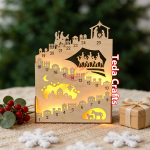 Boîte à lumière <span class=keywords><strong>de</strong></span> compte à rebours <span class=keywords><strong>de</strong></span> Noë<span class=keywords><strong>l</strong></span>, décoration <span class=keywords><strong>de</strong></span> Noë<span class=keywords><strong>l</strong></span>, bricolage, découpe au laser, <span class=keywords><strong>calendrier</strong></span> <span class=keywords><strong>de</strong></span> <span class=keywords><strong>l</strong></span>'<span class=keywords><strong>avent</strong></span> en bois, crèche - Product Image 6