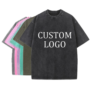 เสื้อยืดโอเวอร์ไซส์สไตล์วินเทจลายโลโก้สั่งทำคุณภาพสูง ผ้าฝ้าย 100%  ไม่มีลายพิมพ์ สั่งผลิตได้จำนวนน้อย เสื้อผ้าสตรีทแวร์ผู้ชาย ล้างสีแบบแอซิดวอช - Product Image 2