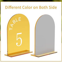 Numéros de table personnalisés en acrylique doré découpés au laser avec support pour décoration de centre de table de réception de mariage