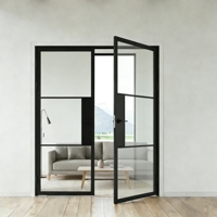 Porte intérieure en acier de style européen personnalisée, simple ou double vitrage, pour villas modernes, ouverture à gauche, forgée
