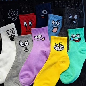 Wholesale Women's Funny Candy Color Spring Autumn Summer Cartoon Breathable Anti-Bacterial Crew <b>Socks</b> Cotton Blend High Quality - Product Image 2