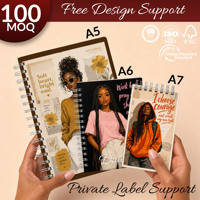 Carnet à spirale A6, cadeau d'entreprise OEM, haute qualité, design personnalisé, logo personnalisé, couverture en papier, journal à spirale avec reliure métallique Wire-O