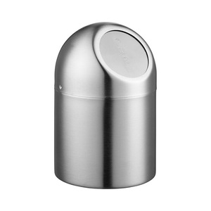 Mini Trash Can Round Flip Top Car Garbage Bin Small Desk Storage Container Silver Color 0.29KGS Weight - Product Image 3