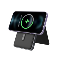 Power Bank Magnetik Nirkabel 3 in 1 5000mAh 15W Pengisian Cepat Charger Ponsel Portabel Dengan Kantong Kartu Kulit Terintegrasi