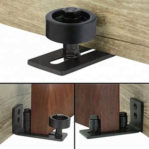 อุปกรณ์ประตูโรงนาเหล็กคาร์บอนเคลือบผงสีดำติดตั้งบนผนัง - Product Image 2