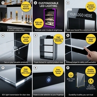 Vitrine d'exposition en acrylique personnalisée à 3 niveaux avec LED RGB, présentoir en acrylique pour boutique de tabac, étagère d'exposition en acrylique Apache