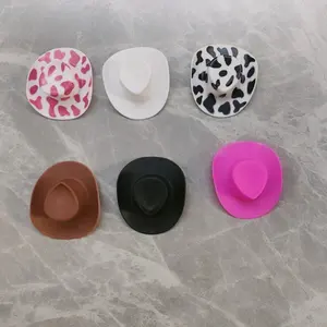 10 개/가방 플라스틱 미니 귀여운 서양 카우걸 카우보이 인형 핑크 인형 모자 장난감 액세서리