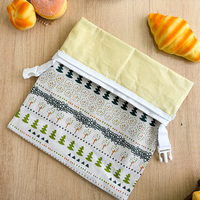 2 pièces/boîte Sacs de conservation alimentaire en coton/lin et cire d'abeille pour pain et fruits, réutilisables, écologiques, motif floral, avec fermeture éclair