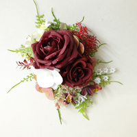 Roses artificielles en tissu faites à la main, réalistes et légères, style européen, pour boutonnière de mariage et corsage de poignet, décorations DIY