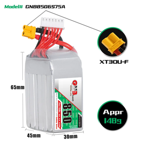 Batería GAONENG GNB 6S 22.2V 850mAh 75C con Conector XT30 para Kit de Dron, Tiempo de Vuelo 20-30 Minutos, Especial para Aeronaves de Ala Fija Ultrapequeñas - Product Image 5