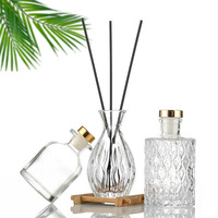 Nouveau diffuseur de parfum à roseaux en verre plat de 150 ml pour la décoration de la maison, huile essentielle naturelle, bouchon en liège, impression d'écran