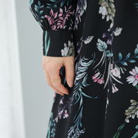 Manches longues filles Abaya vêtements islamiques Abaya femmes robe musulmane robe musulmane avec fleur Maxi longue robe en mousseline de soie Abaya