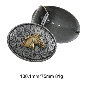 उच्च गुणवत्ता वाले कस्टम लोगो ग्राहक लक्जरी पश्चिमी काउबॉय कस्टम स्टेनलेस स्टील मिश्र धातु धातु सोने के घोड़े सिर बेल्ट बकसुआ - Product Image 3