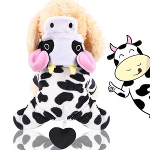 Cow Pattern Fleece Pet <b>Clothes</b> <b>For</b> Medium Dogs Winter Cartoon Dog <b>Cat</b> Costume Four-Legged Flannel Clothing - Product Image 1