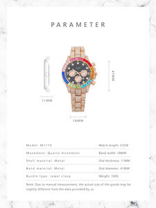 Fenyi vente en gros de haute qualité pointeur mode affaires classique décontracté arc-en-ciel diamant décoration trois yeux Quartz montre pour hommes - Product Image 5