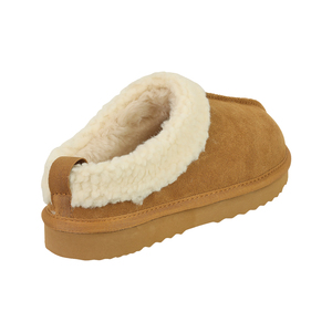 Pantoufles d'hiver en daim pour femmes, à bout fermé, avec col en fourrure moelleuse, semelle antidérapante en EVA, personnalisables OEM, confortables pour l'automne/le printemps - Product Image 2